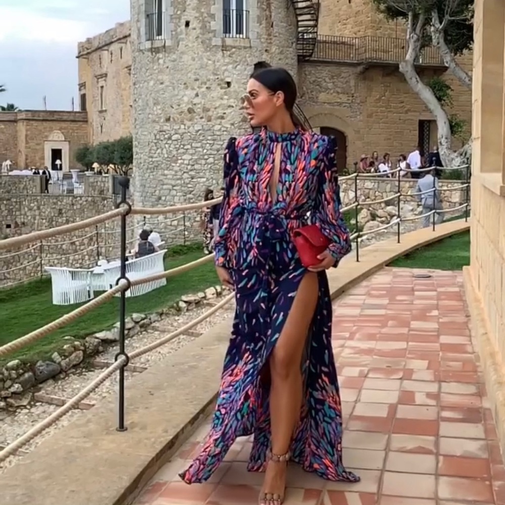 Feather maxi dress